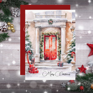 Elegant Holiday Red Door Garland Frohe Weihnachten