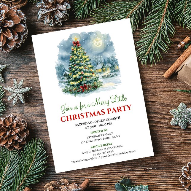 Elegant Holiday Scene Watercolor Party Invitation Einladung (Elegant Holiday Scene Watercolor Party Invitation)