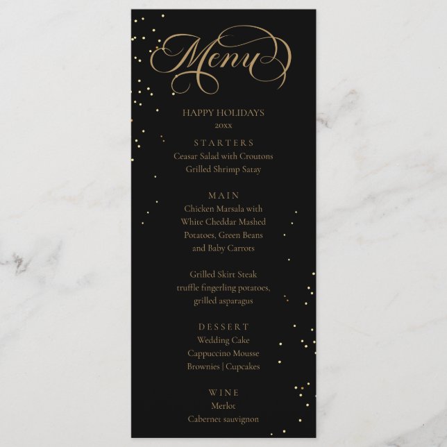 Elegant Holidays Sparkles Menu  Menükarte (Vorderseite)