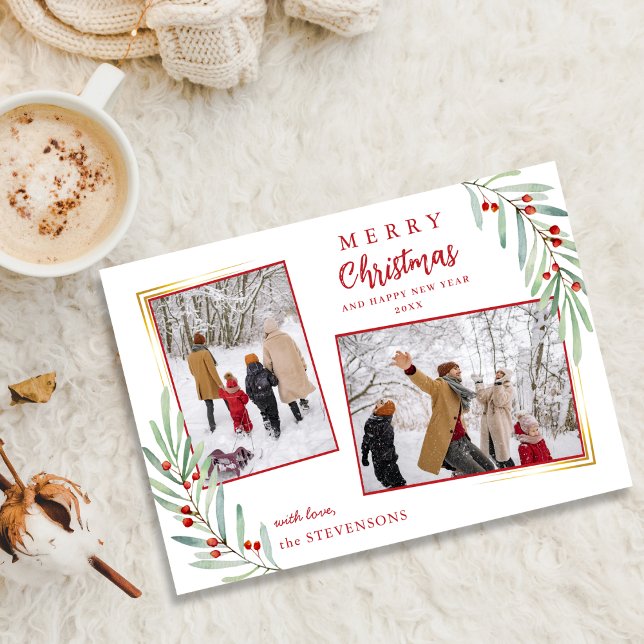 Elegant Holly Berries 2 Foto Rot Frohe Weihnachten (Von Creator hochgeladen)