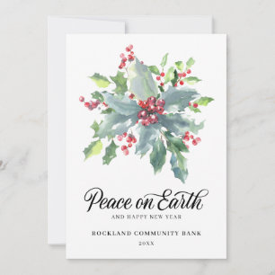 Elegant Holly Berries Non-Foto 2022 Corporate Feiertagskarte