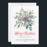 Elegant Holly Berries Non-Foto 2022 Corporate Feiertagskarte<br><div class="desc">Elegant und beruflich,  diese Firmenweihenkarte heilig und roten Beerenholz in der Mitte. Auf der Rückseite befindet sich eine bearbeitbare,  vorgedruckte Nachricht und der Platz für Ihr Firmenlogo. Sie können das Logo einfach löschen,  wenn Sie es nicht gewollt haben.</div>