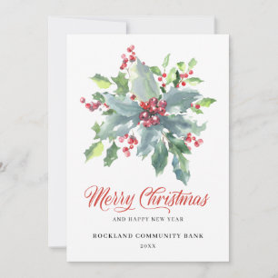 Elegant Holly Berries Non-Foto 2022 Corporate Feiertagskarte