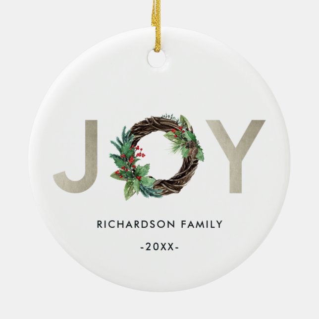 ELEGANT HOLLY BERRY SILVER JOY WREATH CHRISTMAS KERAMIK ORNAMENT (Hinten)