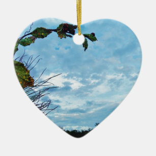 Elegant Holly Christmas, blauer Himmel Keramik Ornament