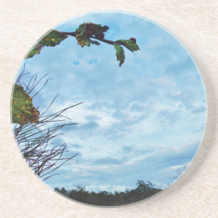 Elegant Holly Christmas, blauer Himmel Sandstein Untersetzer