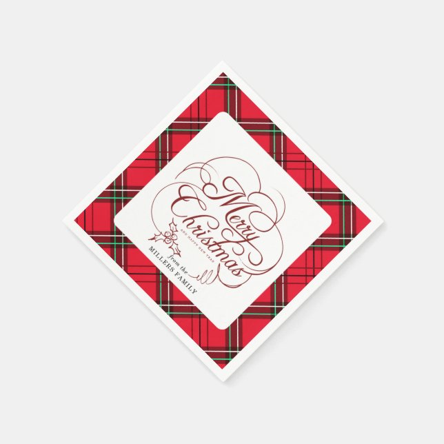 Elegant Holly Merry Christmas Serviette (Ecke)