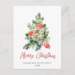 Elegant Holly Tree Weihnachtsgrüße Postkarte