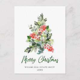 Elegant Holly Tree Weihnachtsgrüße Postkarte