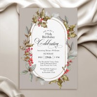 Elegant Holly und Berry Botanischer Winter Geburts