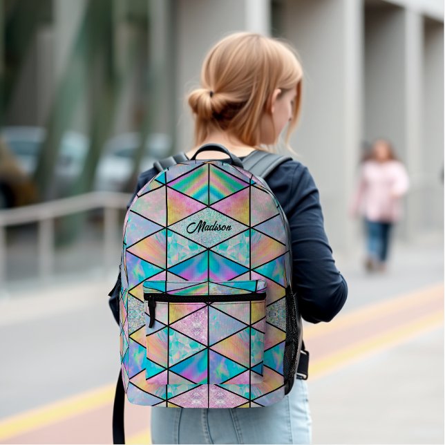 Elegant holografisch farbenfroh bedruckter rucksack (Von Creator hochgeladen)