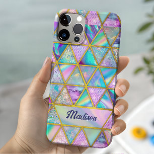 Elegant holografisch trendy falsches Gold geometri iPhone 16 Pro Hülle