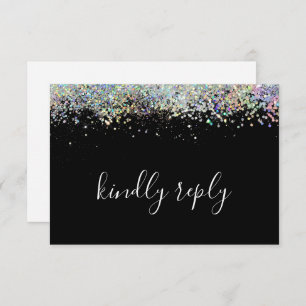 Elegant Holographic Glitzer Wedding Kindly Antwort
