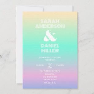 Elegant Holographic Ombre Gradient Wedding Einladung