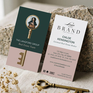 Elegant Home Real Estate Key Professional Photo Visitenkarte