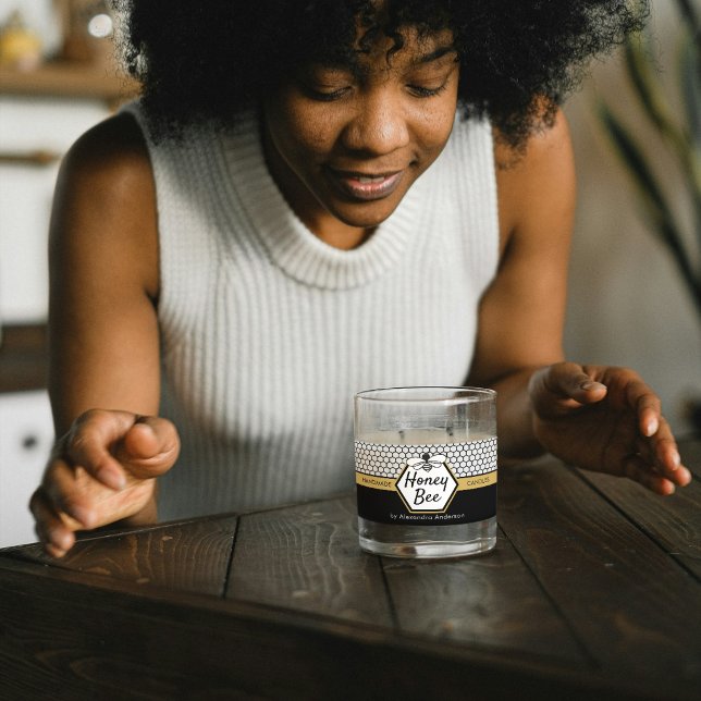 Elegant Honey Bee Apiary Honeycomb Black Yellow Adressaufkleber (Elegant Honey Bee Apiary Honeycomb Black Yellow Label)