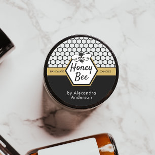 Elegant Honey Bee Apiary Honeycomb Black Yellow Runder Aufkleber