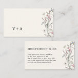 Elegant Honeymoon Wish Begleitkarte<br><div class="desc">Elegant und stilvoll präsentiert sich diese elegante Honeymoon Wish mit wunderschönen handbemalten Aquarellfarben in Rosa,  lila und blauen pastellfarbenen Wildblumen und Salbei-Grün,  mit einem niedlichen weißen Schmetterling in einem hübschen Vintagen Bouquet auf Elfenbeinhintergrund. Suchen Sie in den Hochzeitssammlungen der eleganten Pastel-Wildblumen nach koordinierenden Artikeln.</div>