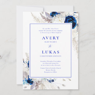 Elegant Horizon Blue & White Floral Wedding Invita Einladung