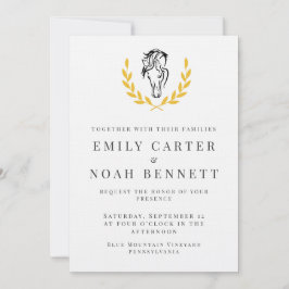 Elegant Horse Crest Wedding Invitation with Laurel Einladung