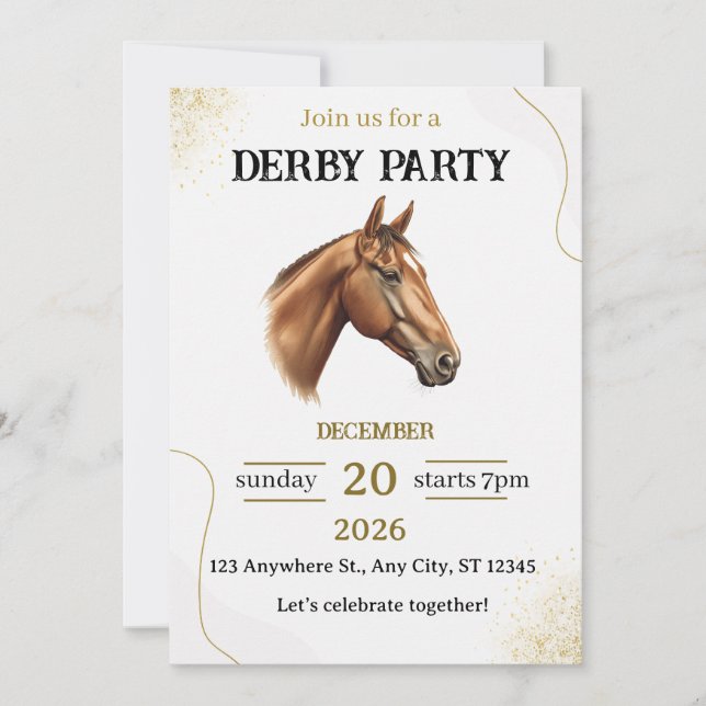 Elegant Horse Derby Party Invitation (Vorderseite)