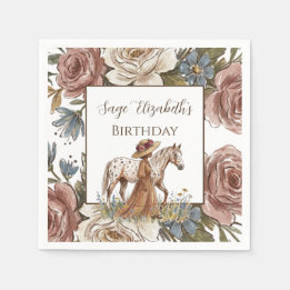 Elegant Horse Lover Birthday Serviette