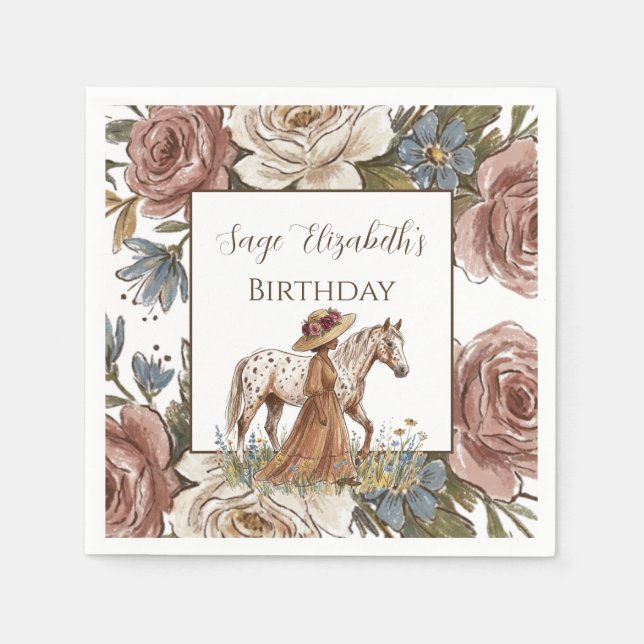Elegant Horse Lover Birthday  Serviette (Vorderseite)