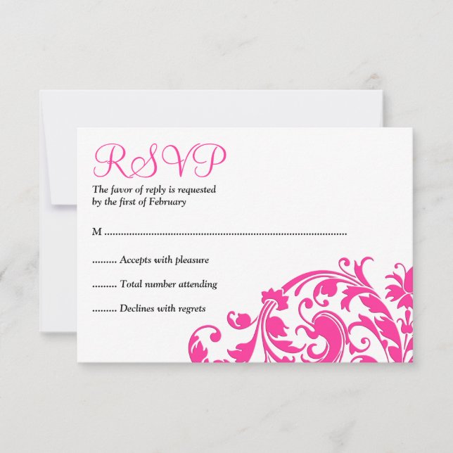 Elegant Hot Pink Blüh Bat Mitzvah UAWG RSVP Karte (Vorderseite)