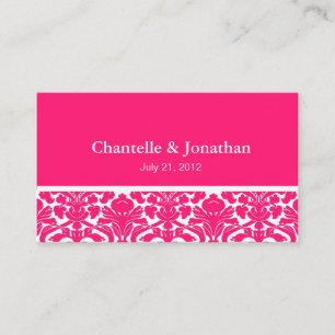 Elegant Hot Pink Damask Wedding Website Begleitkarte