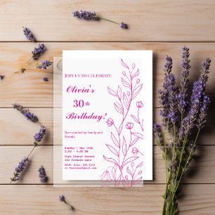 Elegant Hot Pink Floral 30. Geburtstag