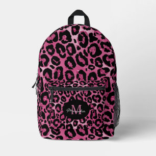 Elegant Hot Pink Glam Leopard personalisiert Bedruckter Rucksack