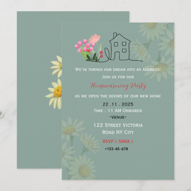Elegant Housewarming Party Invitation Einladung (Vorne/Hinten)