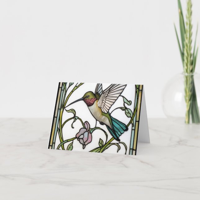 Elegant hummingbird artwork botanical boho chic dankeskarte (Vorderseite)