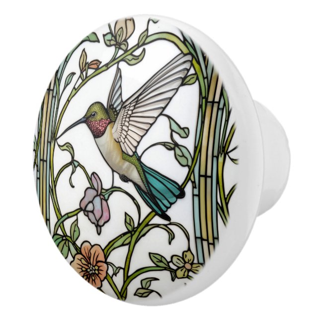 Elegant hummingbird artwork botanical boho chic keramikknauf (Rechts)
