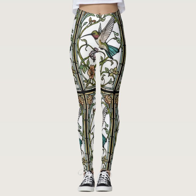 Elegant hummingbird artwork botanical boho chic leggings (Vorderseite)