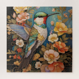 Elegant Hummingbird Floral Puzzle