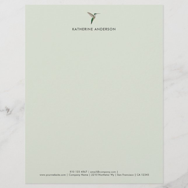 Elegant Hummingbird Letterhead Briefbogen (Vorderseite)
