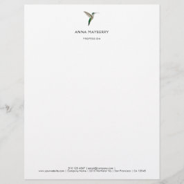 Elegant Hummingbird Letterhead Briefbogen