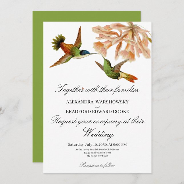 Elegant Hummingbird Lily Sage Green Wedding