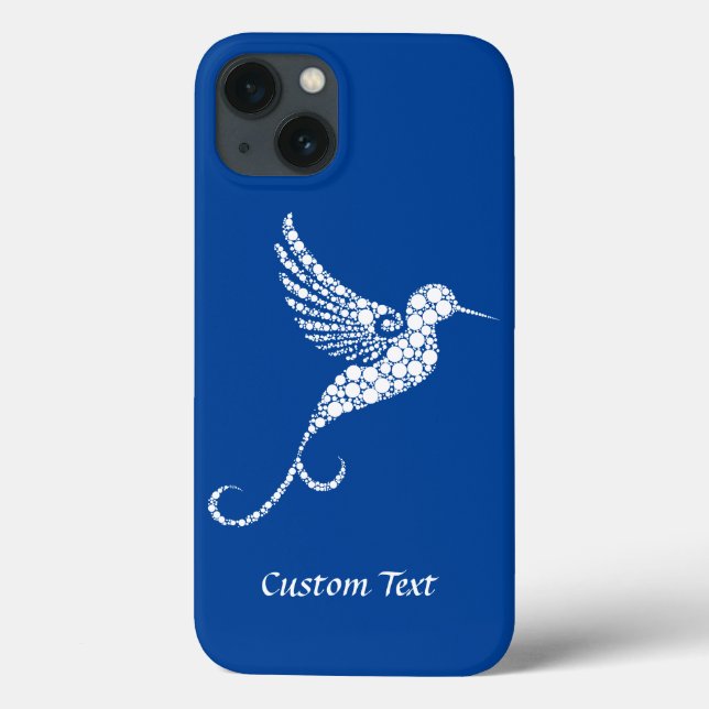 Elegant Hummingbird White on Blue Design Case-Mate iPhone Hülle (Rückseite)