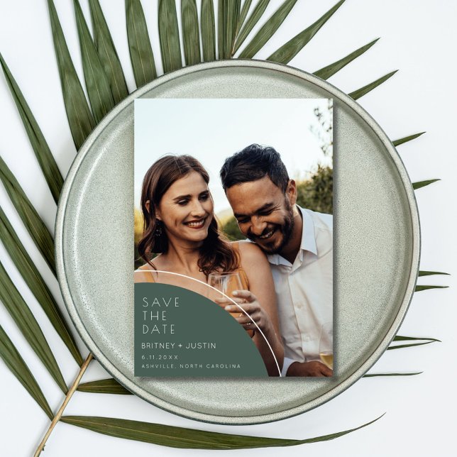 Elegant Hunter Green Foto Hochzeit speichern das D Save The Date (Elegant Hunter Green Photo Wedding Save The Date)