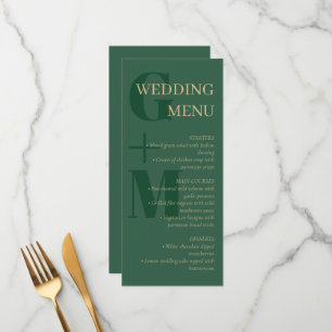 Elegant Hunter Green Tan Typografy Wedding Menükarte