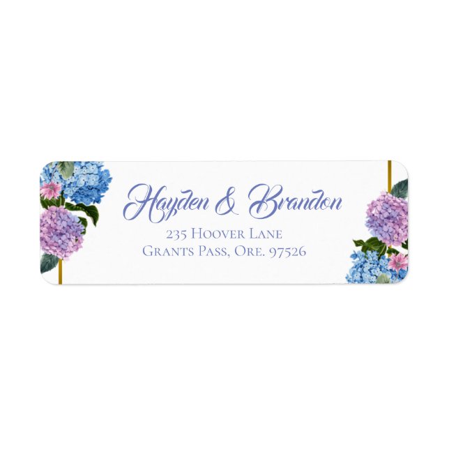Elegant Hydrangea Address Labels (Vorne)