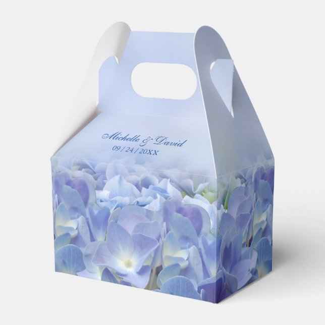 Elegant Hydrangea Blue Florals Gastgeschenk Hochze Geschenkschachtel (Vorderseite)