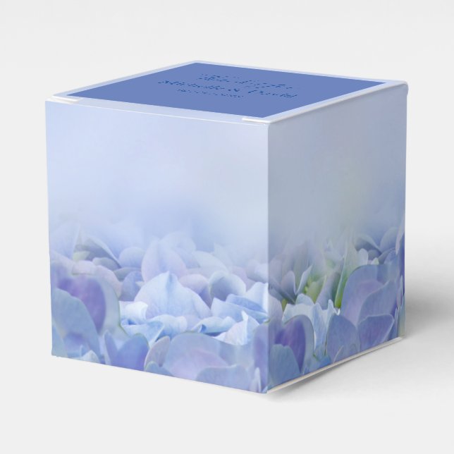 Elegant Hydrangea Blue Florals Gastgeschenk Hochze Geschenkschachtel (Vorderseite)