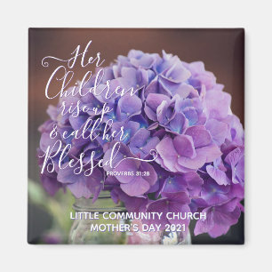 Elegant Hydrangea Christlich Mütter Day Verse Magnet
