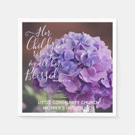 Elegant Hydrangea Christlich Mütter Day Verse Serviette
