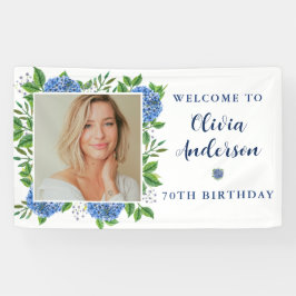 Elegant Hydrangea Custom Foto 70. Geburtstagsparty Banner