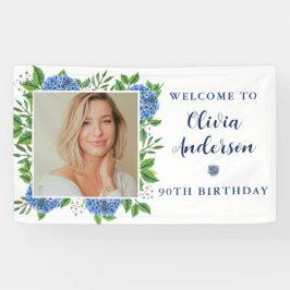 Elegant Hydrangea Custom Foto 90. Geburtstagsparty Banner