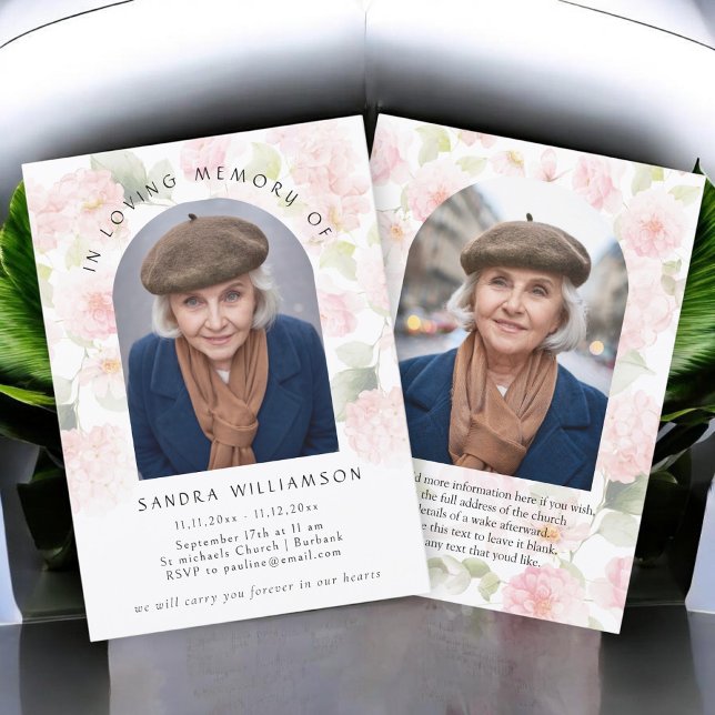 Elegant Hydrangea Memorial Photo Announcement Einladung (Von Creator hochgeladen)